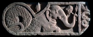 Fish tailed elephant (stone sculpture) by Indian School