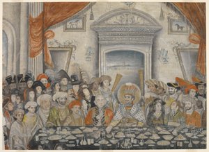 Ghazi-al-din Haidar Entertaining Lord and Lady Moira to a Banquet in His Palace, c.1820-22 by Indian School