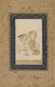 Humayun and Akbar, detached album folio, c.1900 by Indian School