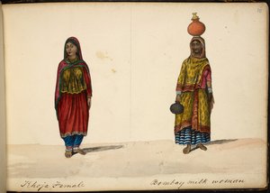Khoja woman; Bombay milk-seller