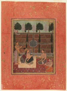 Ladies on a terrace, Mughal Style