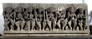Lintel depicting Siva and the Seven Mother Goddesses, Gurjara-Pratihara dynasty, Allahabad by Indian School