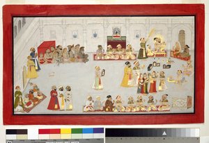 Maharana Sangram Singh with His Children and Courtiers by Indian School