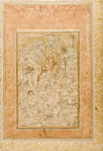 Majnun in the wilderness by Indian School