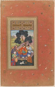 Mongol Chieftain and Attendants, folio from the Gulshan Album (Rose Garden album), c.1600 by Indian School