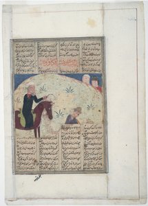 Nobleman on horse and man on ground