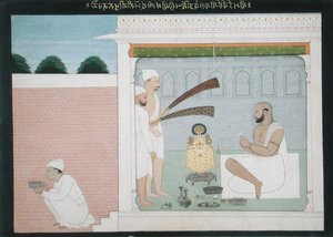 Rajah Bulwant Singh performing Puja by Indian School