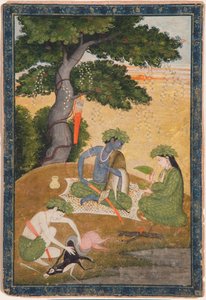 Rama, with Sita and Lakshmana in the Forest, from the Ramayana by Indian School