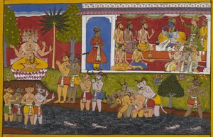 Rāma Hears from Agastya the Origins of the Rākṣasas, Beginning with Prajāpati’s Creation by Indian School