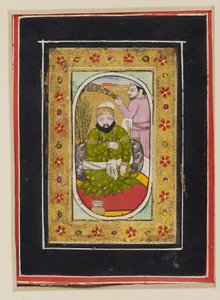 Ruler Wearing a Green Jama Attended by a Morchal Bearer, 2nd Half of the 18th Century by Indian School