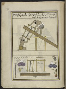 Sawyers, 86 drawings bound into a volume depicting trades and occupations in Kashmir, Craftsmen are shown at work with their implements and equipment, By a Kashmir artist, probably at Srinagar by Indian School