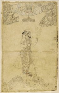 Shah Jahan Standing on a Globe by Indian School