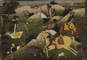 Sikh Prince hunting, Punjab by Indian School