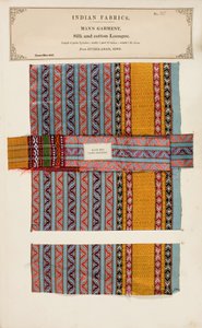 Silk and cotton Loongee sample from Hyderabad in Sind, from The Collection of the Textile Manufacturers of India, by John Forbes Watson, published in 1866
