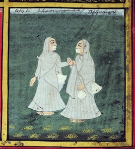 Two Dhondiya Women, Religious Mendicants, Udaipur, c.1810-20 (detail) by Indian School