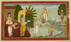 Valmiki Meditates and Brahma Appears Before Him by Indian School