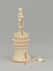White rook, chess piece, India, 1820 by Indian School