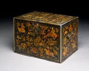Writing Cabinet Depicting Noblemen Hunting, 17th Century by Indian School