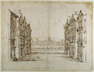 English houses with London and the Thames far off
