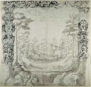 Proscenium and Hunt Scene by Inigo Jones