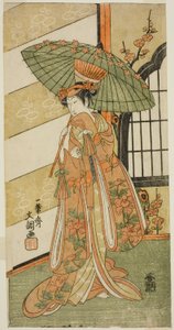 The Actor Onoe Tamizo I as Nishikigi in the Play Mutsu no Hana Ume no Kaomise, Performed at the Ichimura Theater in the Eleventh Month, 1769 by Ippitsusai Bunchō