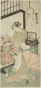 The Actor Yamashita Kinsaku II as Oume, Wife of Kisaku, in the Play Nue no Mori Ichiyo no Mato, Performed at the Nakamura Theater in the Eleventh Month, 1770 by Ippitsusai Bunchō
