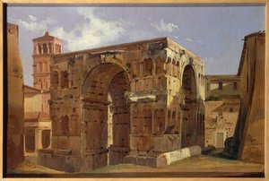 Arch of Janus at foot of Via Velabro (by Ippolito Caffi) by Ippolito Caffi