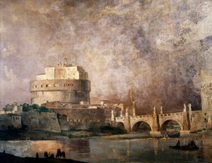 The Castle of Saint Angelo, Rome by Ippolito Caffi