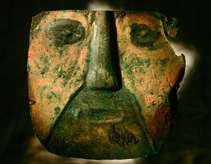 A copper mask exhumed from the culture of Lambayeque by Ira Block