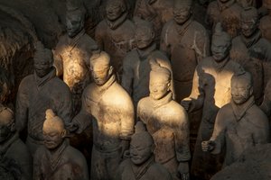 Scenes of the various warriors in the Pit 1 area at the Terra Cotta Warrior Museum by Ira Block
