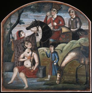 Khusraw Discovers Shirin Bathing. From Pictorial Cycle of Eight Poetic Subjects, Mid 18th century