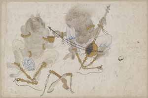 Two demons, fettered, 15th century by Iranian Master