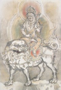 Irie Hako, Manjushri Sitting on a Lion by Irie Hako