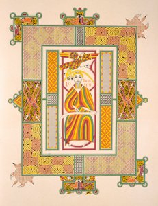 Saint John the Evangelist, from a facsimile copy of the Gospels of Mac Regol, published by Day & Son by Irish School
