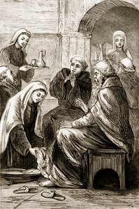 St. Brigit Entertaining a Bishop, from The Trias Thaumaturga, or Three Wonder-Working Saints of Ireland, by Mary Cusack (1829-99) Published c.1890s