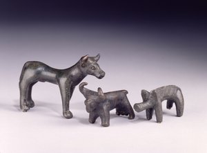 Two bulls, from Hungary and a boar, from Gower Cave, Rhossilly, South Wales, Iron Age