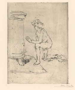 Kneeling Model by the Stove by Isaac Israels (signed by artist)