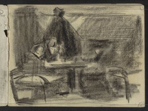 Figures at a Table in an Interior by Isaac Israels