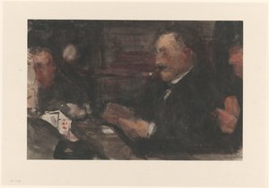 Gentlemen Playing Cards in a Café