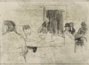 Men at tables, possibly in a café by Isaac Israels