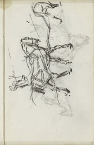 Two Harnessed Horses with a Rider by Isaac Israels