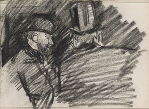 Two men with hats by Isaac Israels