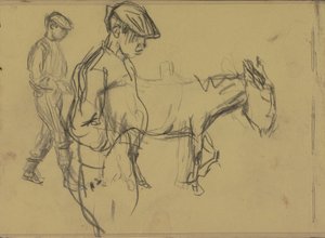 Two Studies of a Donkey Boy and a Donkey by Isaac Israels