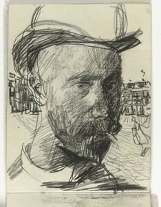 Self-Portrait of Isaac Israels, Smoking by Isaac Israels