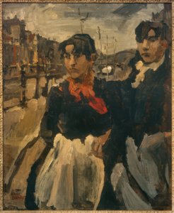 Two Girls at the Lijnbaansgracht by Isaac Israels