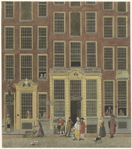 The Bookstore and Lottery Office of Jan de Groot in Kalverstraat, Amsterdam by Isaac Ouwater