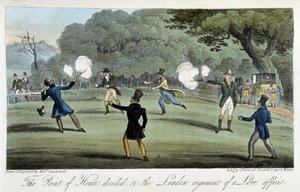 Duel with a Pistol for a Matter of Heart - in The English Spy by Charles Molloy Westmacott, Illustrated by Robert Cruikshank, London by Isaac Robert Cruikshank