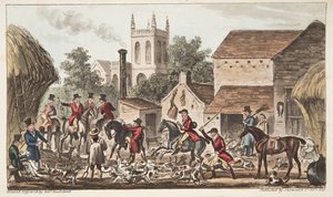 Going Out; A View of Berkeley Hunt Kennel, from The English Spy by Isaac Robert Cruikshank