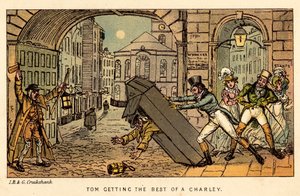 Tom Getting the Best of a Charley by Isaac, Robert and George Cruikshank