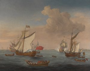 Ships in the Thames Estuary near Sheerness by Isaac Sailmaker